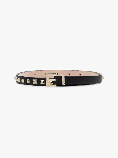 Shop Valentino Black Rockstud Leather Belt