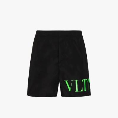 Shop Valentino Vltn Logo Swim Shorts In Black