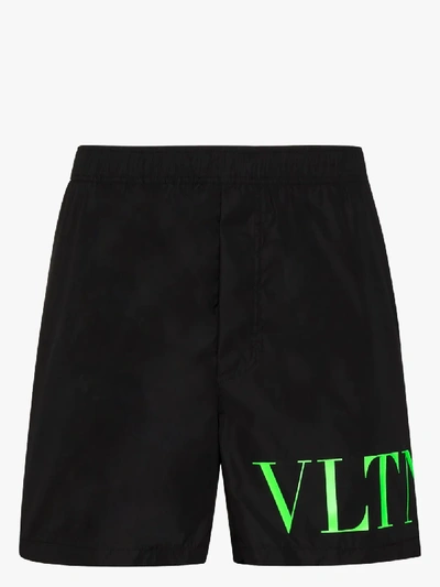 Shop Valentino Vltn Logo Swim Shorts In Black