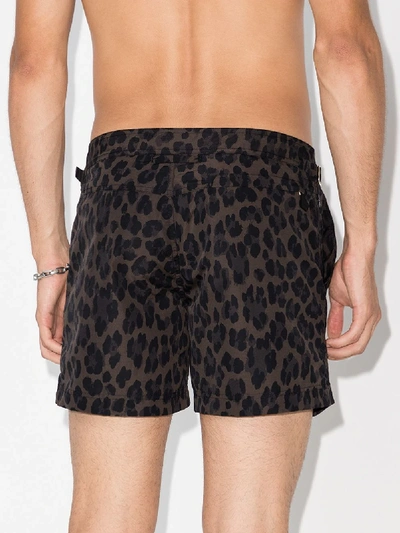 Shop Tom Ford Leopard Print Swim Shorts In Brown