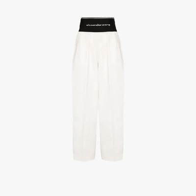 Shop Alexander Wang Logo Waistband Trousers In White
