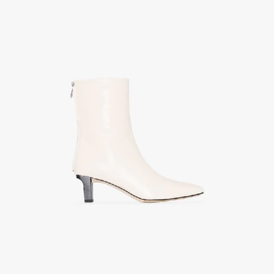 Shop Aeyde Neutrals Cream Molly 55 Snake Print Leather Ankle Boots
