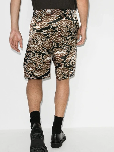 Shop Edward Crutchley Cloud Print Silk Bermuda Shorts In Brown