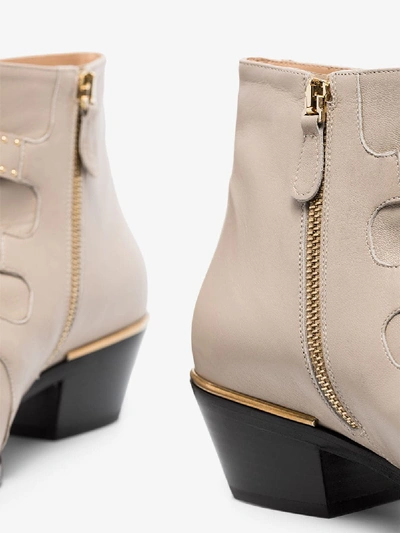 Chloé Neutrals Beige Susanna 30 Studded Leather Ankle Boots In Neutrals