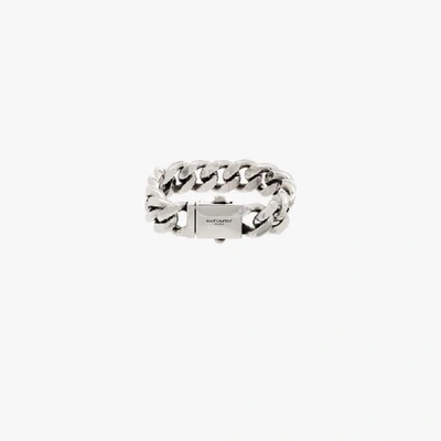 Shop Saint Laurent Silver-tone Curb Chain Bracelet