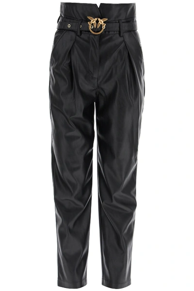 Shop Pinko Aurelio Faux Leather Pants In Nero Limousine (black)