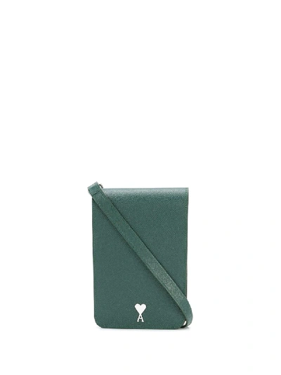 Shop Ami Alexandre Mattiussi Small Leather Accordion Bag In Green