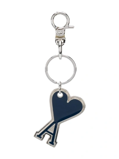 Shop Ami Alexandre Mattiussi Ami De Coeur Keyring In Blue