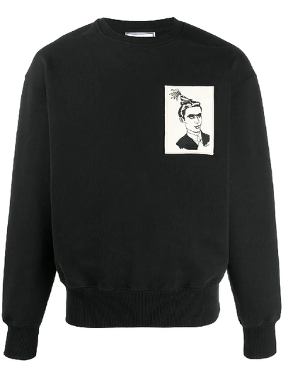 Shop Ami Alexandre Mattiussi Face Woven Label Sweatshirt In Black