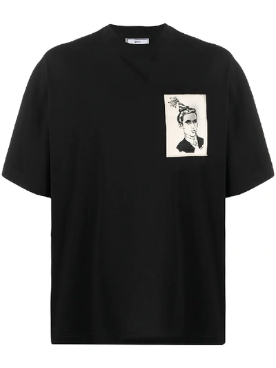 Shop Ami Alexandre Mattiussi Woven Face T-shirt In Black