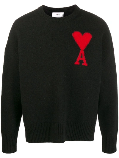 Shop Ami Alexandre Mattiussi Oversized Wool Jumper In Black