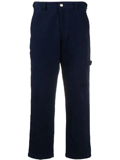 Shop Ami Alexandre Mattiussi Straight Fit Worker Trousers In Blue