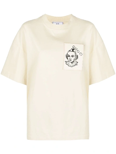 Shop Ami Alexandre Mattiussi Face Patch Oversized T-shirt In Neutrals