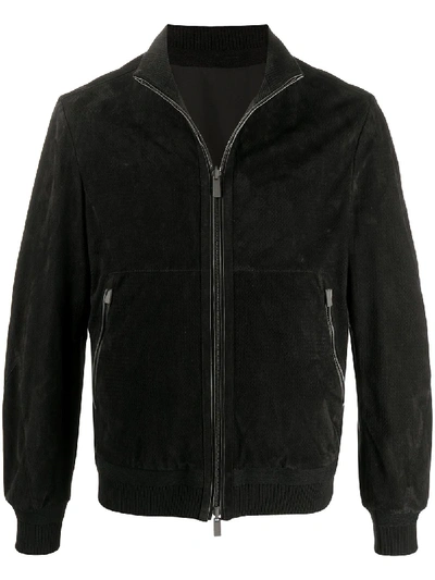 Shop Ermenegildo Zegna Suede Bomber Jacket In Black