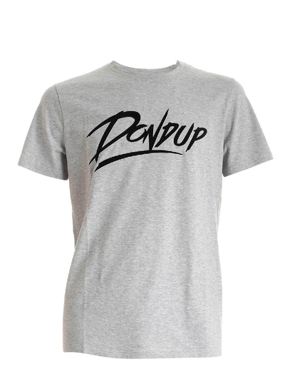 Shop Dondup Flock Logo T-shirt In Melange Grey