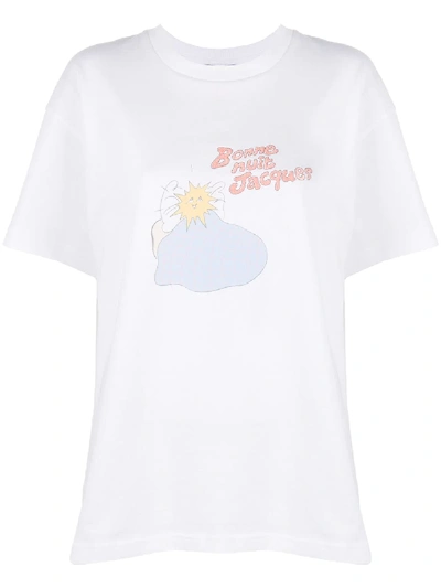 Shop Jacquemus Embroidered-logo T-shirt In White