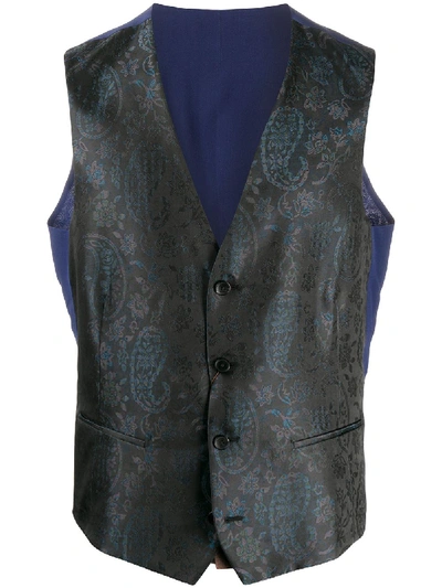 Shop Etro Paisley-jacquard Waistcoat In Blue