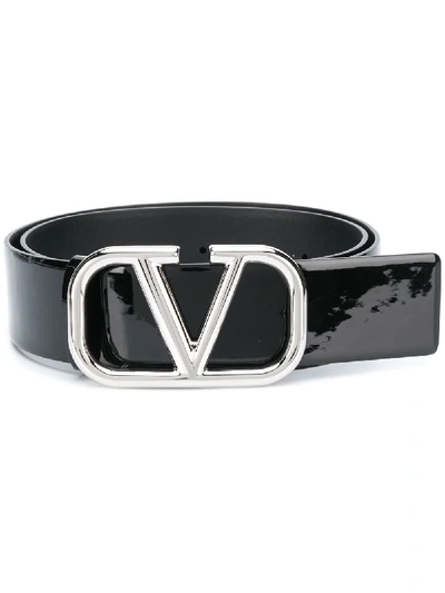 Shop Valentino Vlogo Buckle Belt In Black