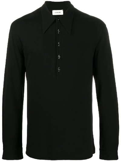 Shop Lemaire Jersey Polo Shirt In Black