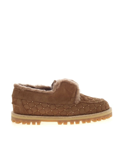 Shop Le Silla Yacht Brown Loafers Featuring Mini Studs