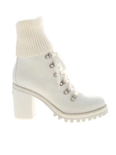 Shop Le Silla St. Moritz White Ankle Boots Featuring Heel