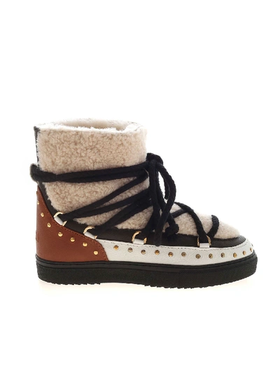 Shop Inuikii Curly Rock Ankle Boot In White, Black And Brown