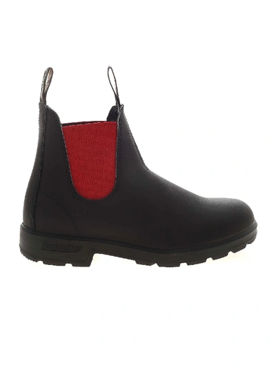 Blundstone Chelsea Black Ankle Boots With Red Stretch Inserts | ModeSens