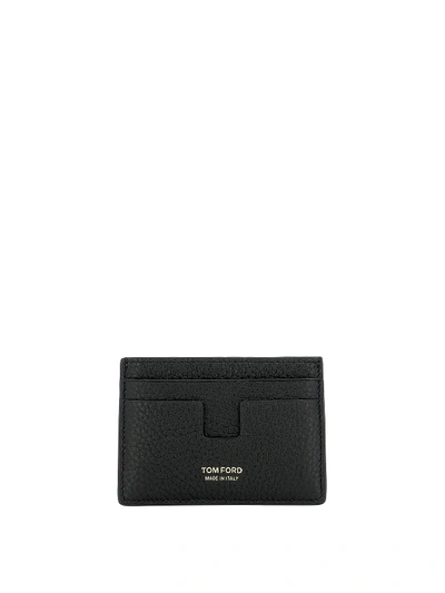 Shop Tom Ford Pebble Leather Card Holder In Black