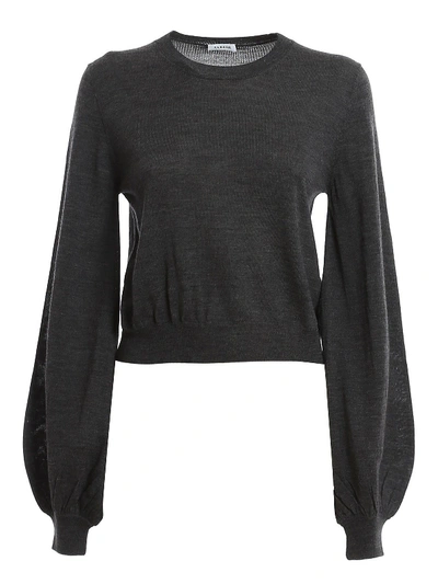 Shop P.a.r.o.s.h Puffed Sleeve Crewneck Sweater In Dark Grey