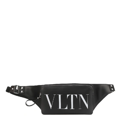 Shop Valentino Leather Belt Bag With Vltn Logo In Black