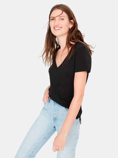 Shop Madewell Whisper Cotton V-neck Tee - Xs - Also In: S, Xl In Black