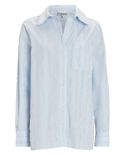 Shop Ganni Striped Poplin Button-down Shirt In Multi