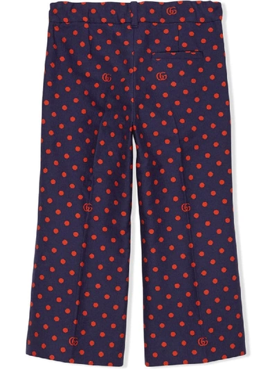 Shop Gucci Polka-dot Tailored Trousers In Blue