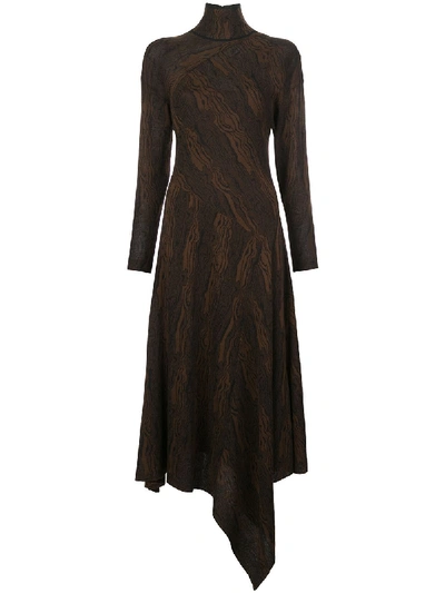Shop Proenza Schouler Woodgrain Jacquard Knitted Dress In Brown