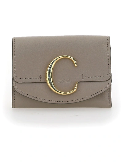 Shop Chloé C Trifold Wallet In Grey