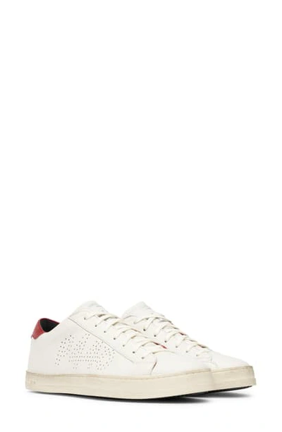 Shop P448 John Low Top Sneaker In Cream/ Red Leather