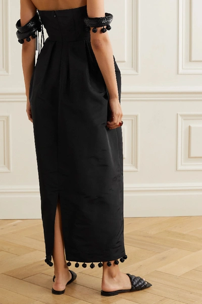 Shop Rosie Assoulin Bangles & Bobbles Off-the-shoulder Embellished Silk-faille Maxi Dress In Black