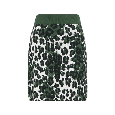 Shop Kenzo Leopard-intarsia Stretch-knit Mini Skirt In Multicoloured