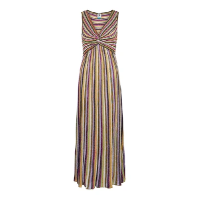 Shop M Missoni Striped Metallic-weave Maxi Dress In Multicoloured