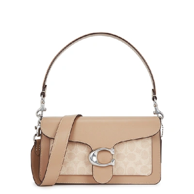 Shop Coach Tabby 26 Monogrammed Leather Shoulder Bag In Taupe