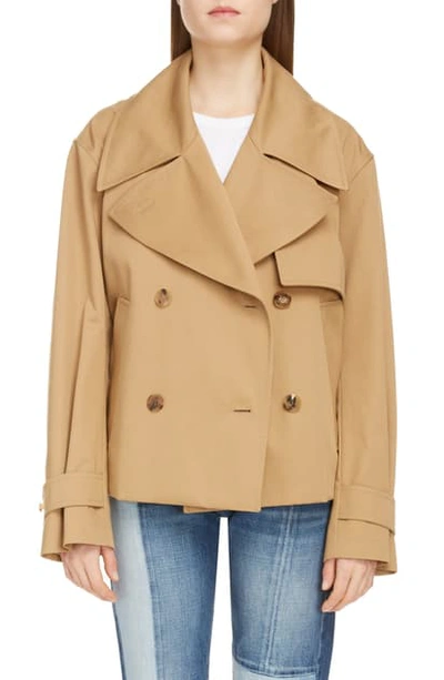 Shop Givenchy Belted Crop Trench In Khaki