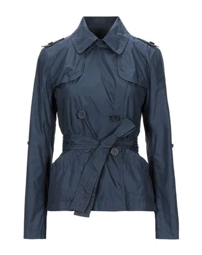 Shop Add Belted Coats In Dark Blue