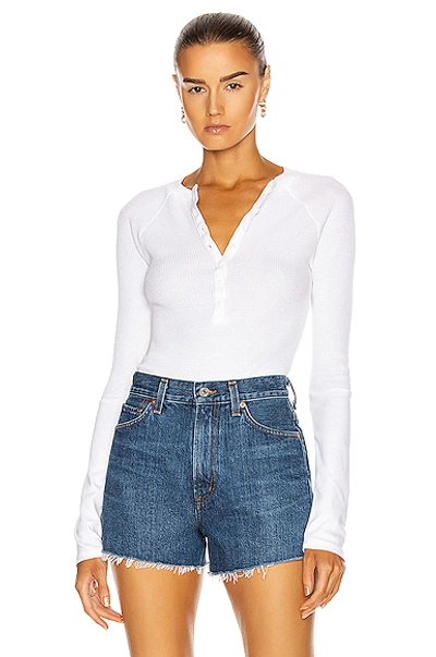 Shop The Range Cuffed Long Sleeve Henley Top In White