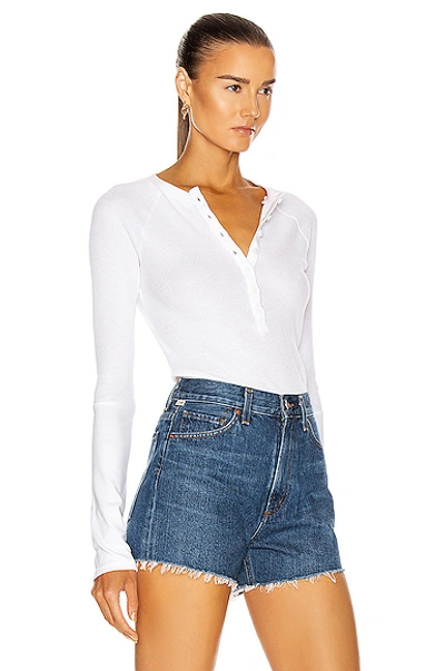 Shop The Range Cuffed Long Sleeve Henley Top In White