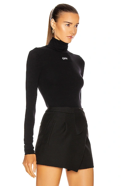 Shop Off-white High Neck Long Sleeve Top In Black & White