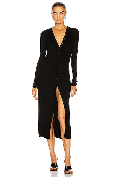 Shop Enza Costa For Fwrd Silk Rib Cardigan Midi Dress In Black