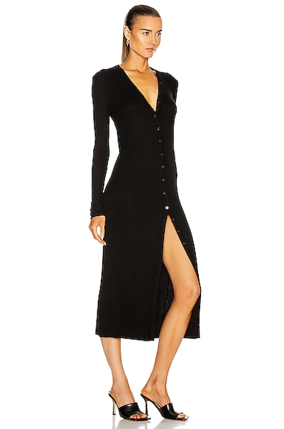 Shop Enza Costa For Fwrd Silk Rib Cardigan Midi Dress In Black