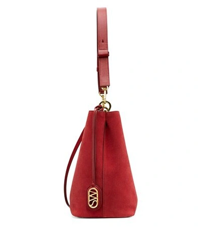 Shop Stuart Weitzman The 5050 Bucket In Chile Red Leather And Suede