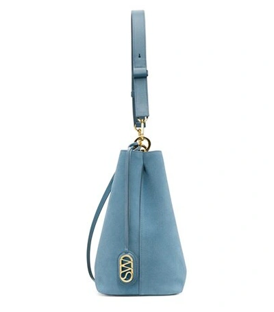 Shop Stuart Weitzman The 5050 Bucket In Cerulean Light Blue Leather And Suede