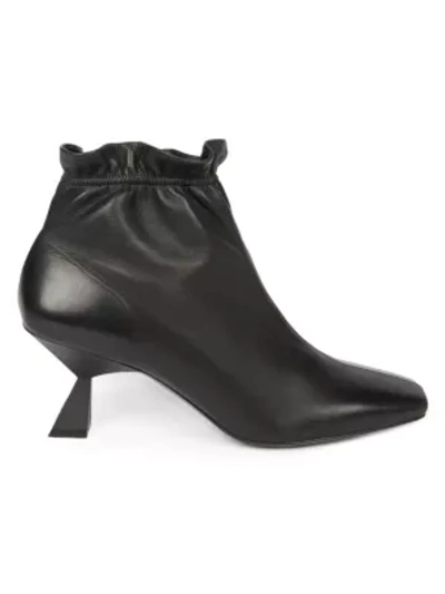 Shop Givenchy Elasticized Square-toe Leather Booties In Black